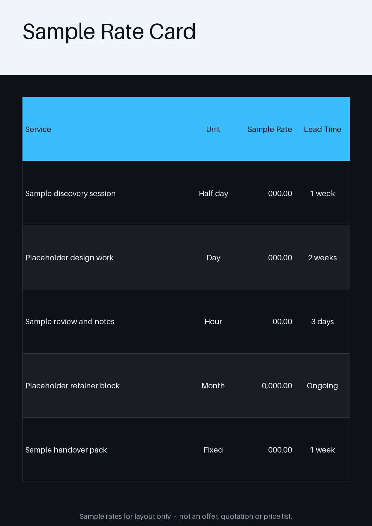Freelance Rate Card variant 1