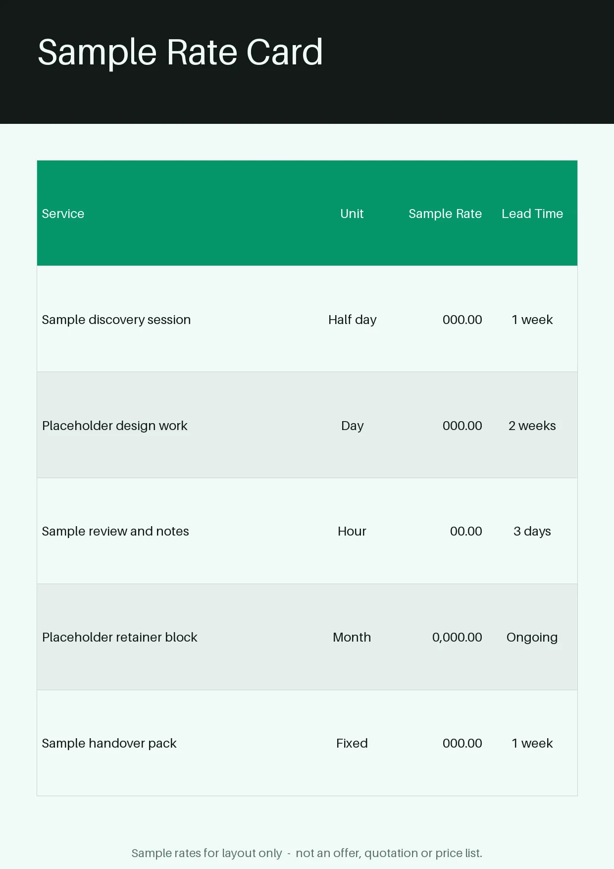 Freelance Rate Card variant 2