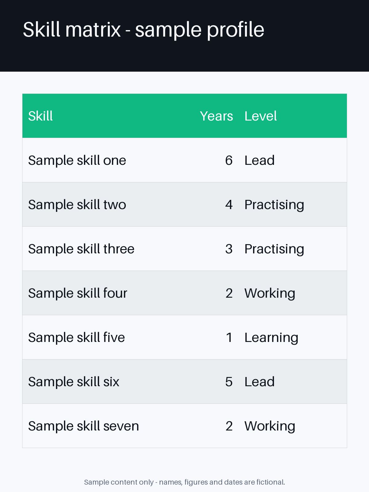 Skill Matrix Sheet canonical preview