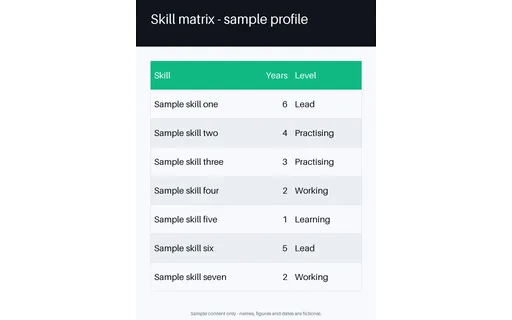 Skill Matrix Sheet template preview