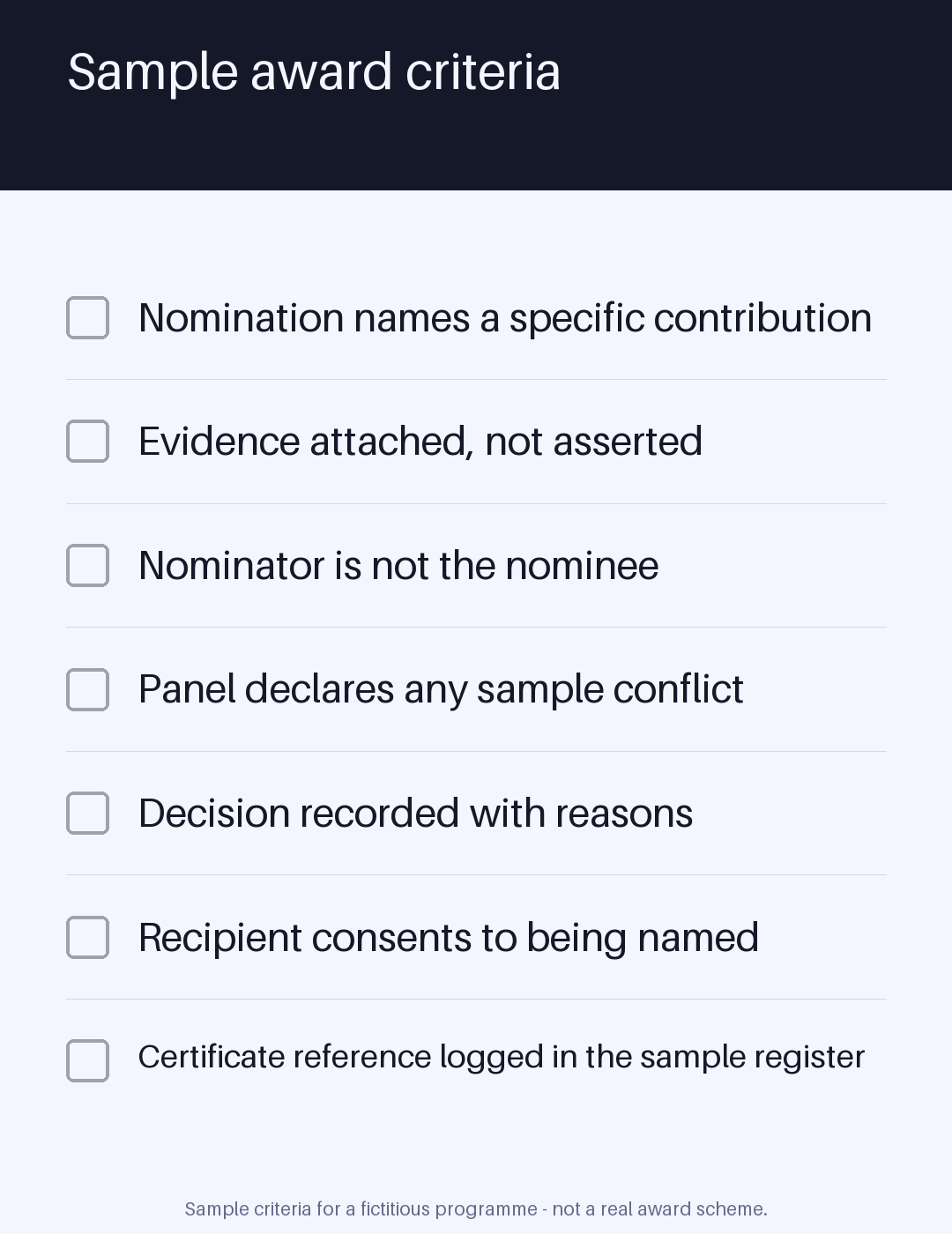 Award Criteria Checklist canonical preview