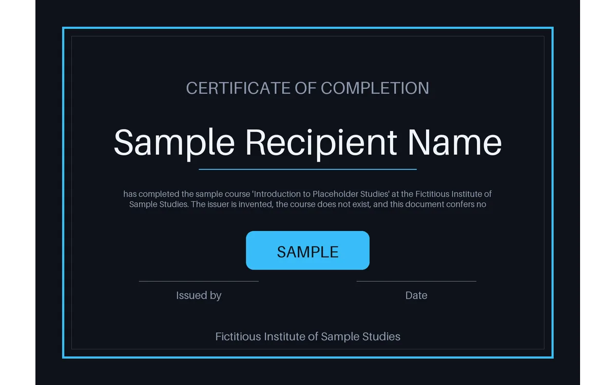 Course Completion Certificate detail preview