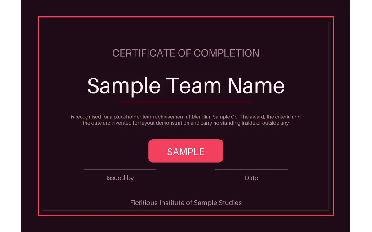 Team Achievement Award detail preview