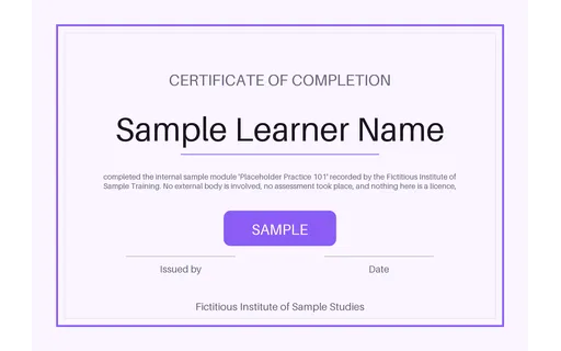Training Record Certificate template preview