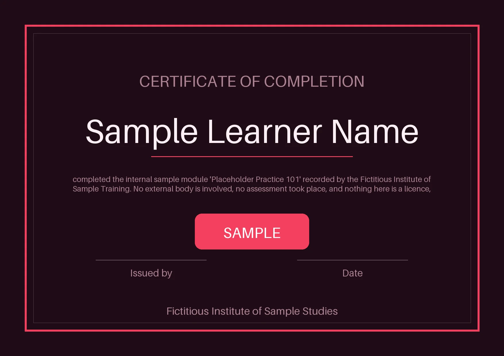 Training Record Certificate variant 1