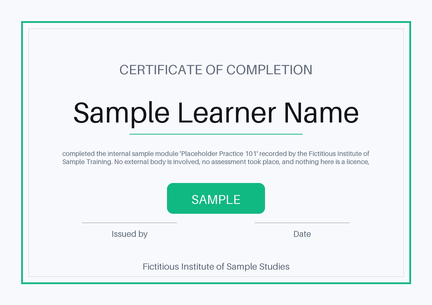 Training Record Certificate variant 2