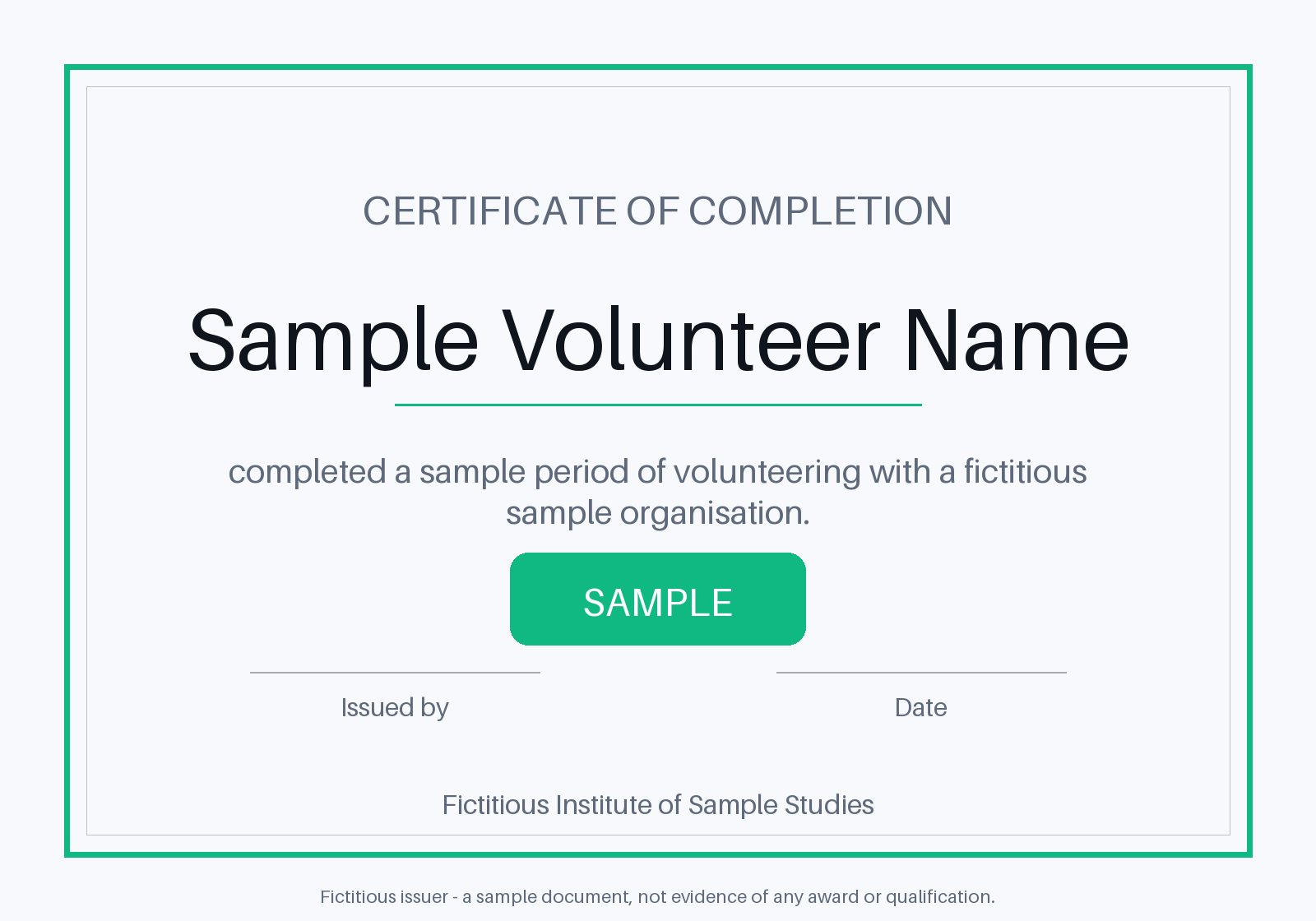 Volunteer Service Certificate canonical preview