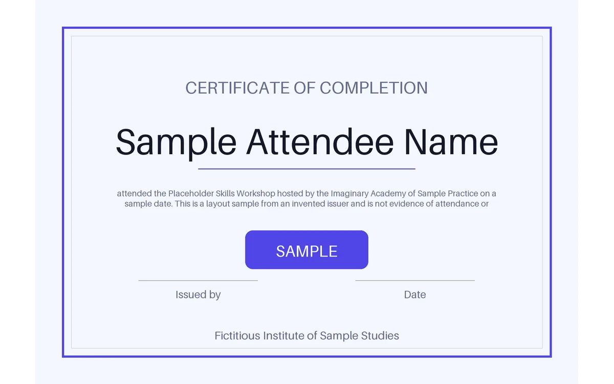 Workshop Attendance Certificate detail preview