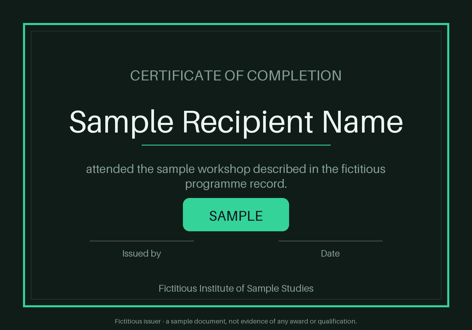 Workshop Attendance Record Certificate canonical preview