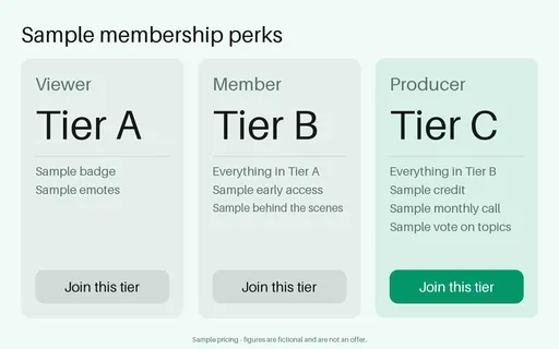 Membership Perk Tiers template preview