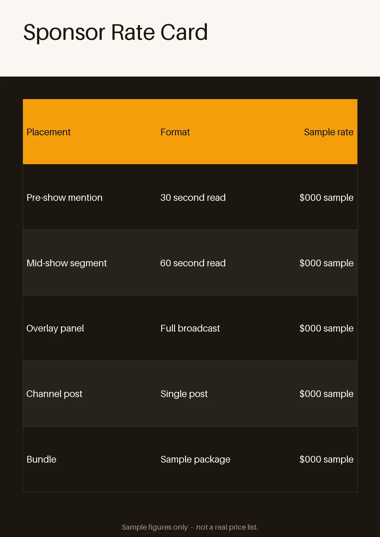 Sponsor Rate Card Sheet variant 1