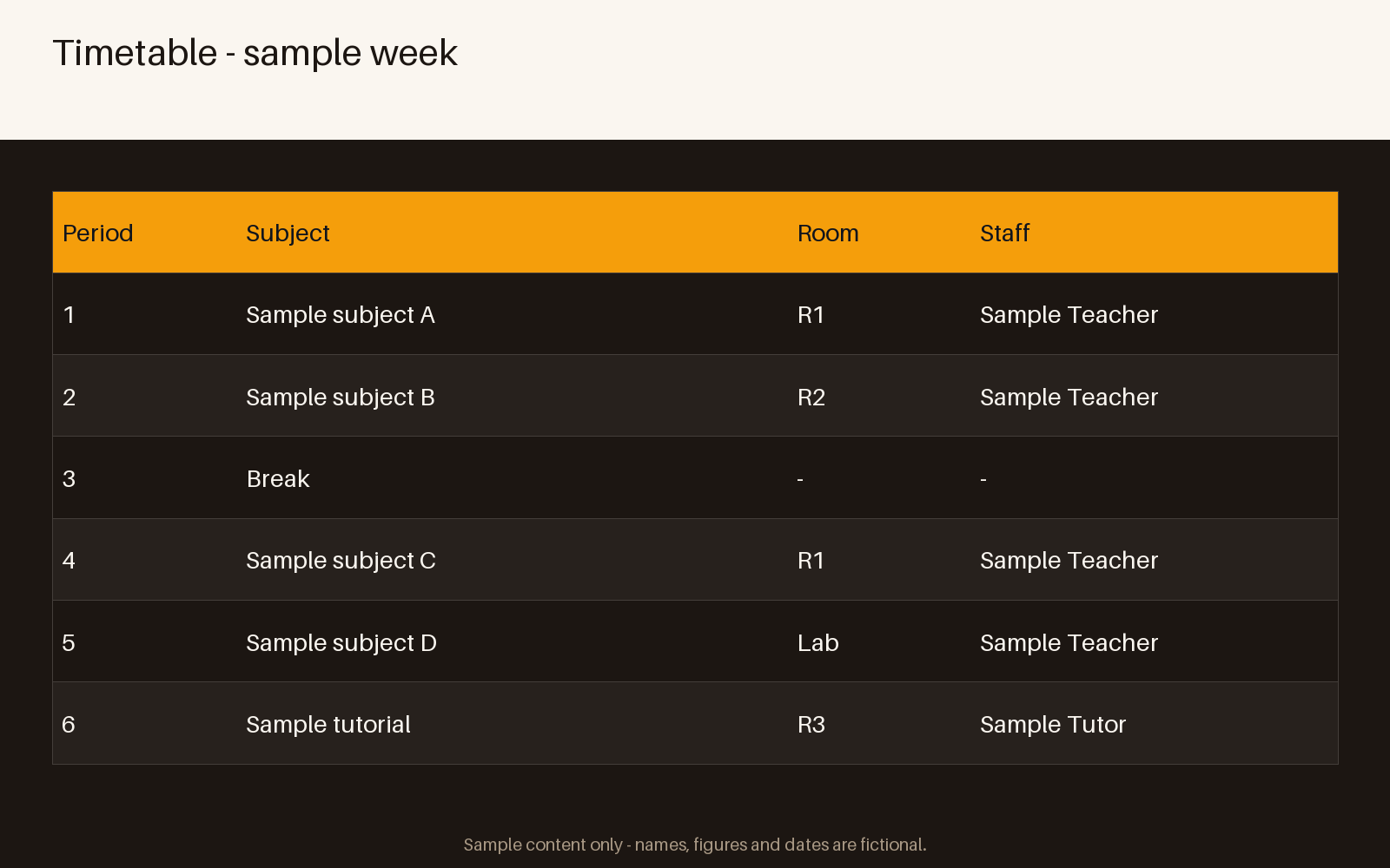 Lesson Timetable Sheet canonical preview