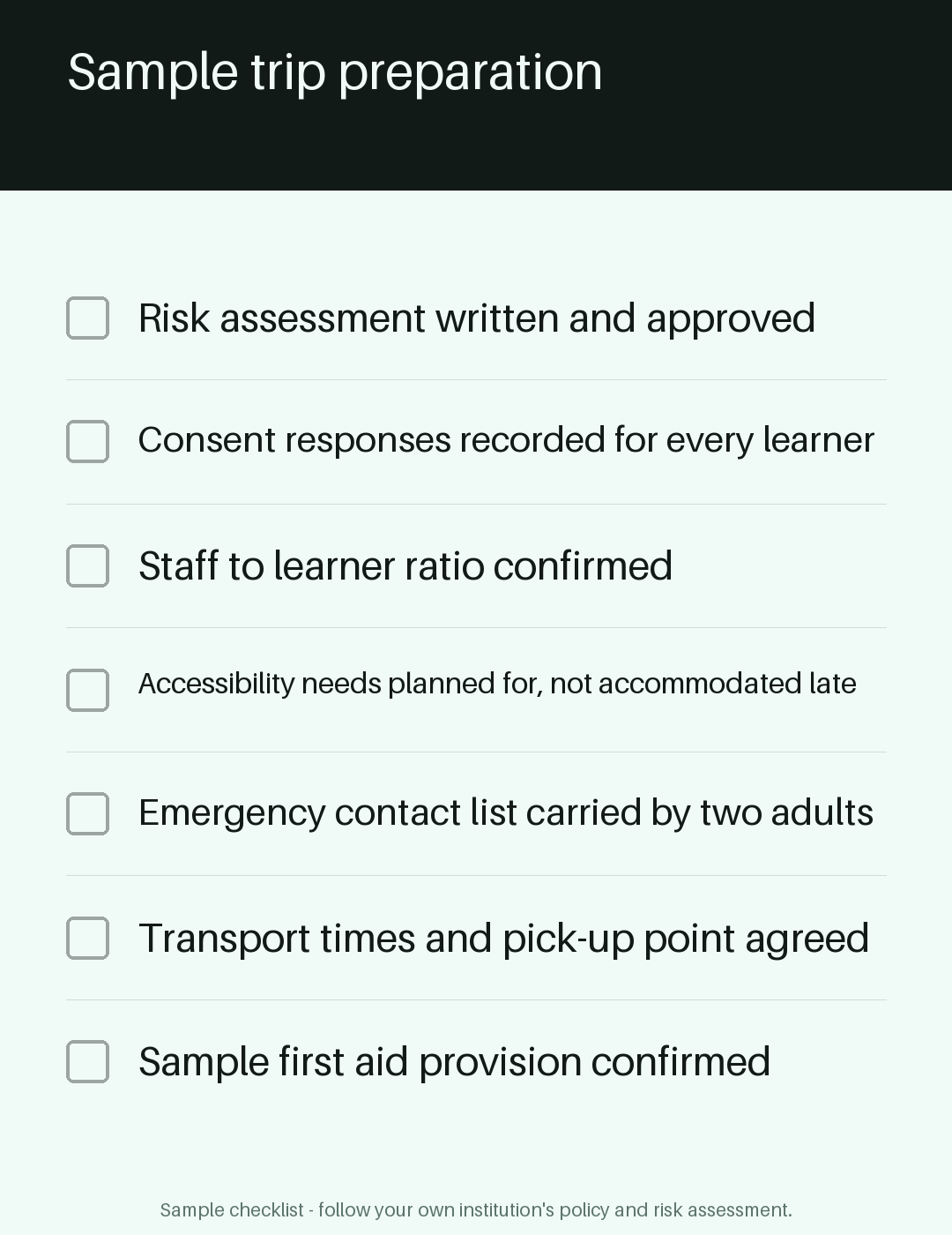 Trip Preparation Checklist canonical preview