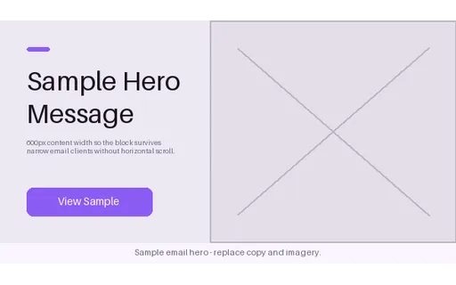 Email Hero Block — hero-split layout, sample content only