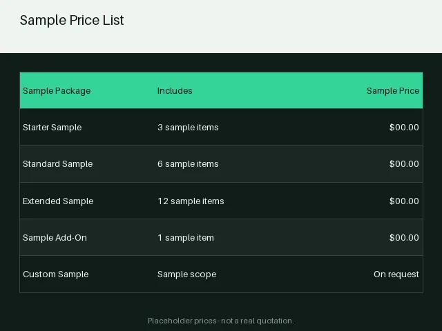 Price List Module variant 1
