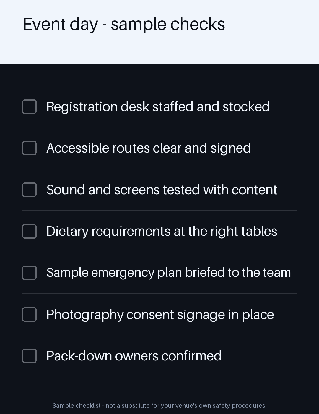 Event Day Checklist canonical preview