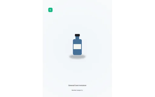 General Event Invitation visual template preview with fictional Meridian sample product