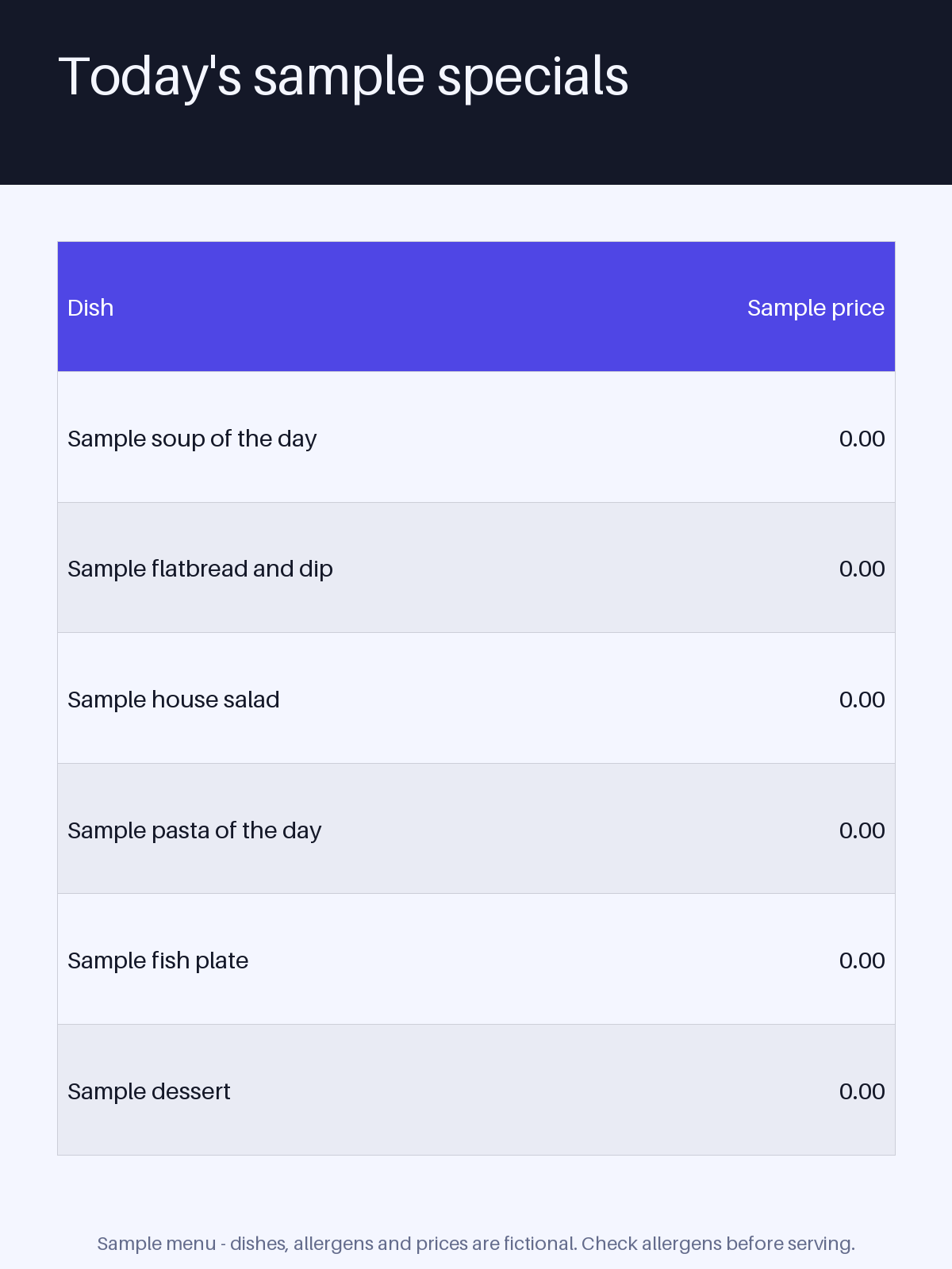 Daily Specials Board canonical preview