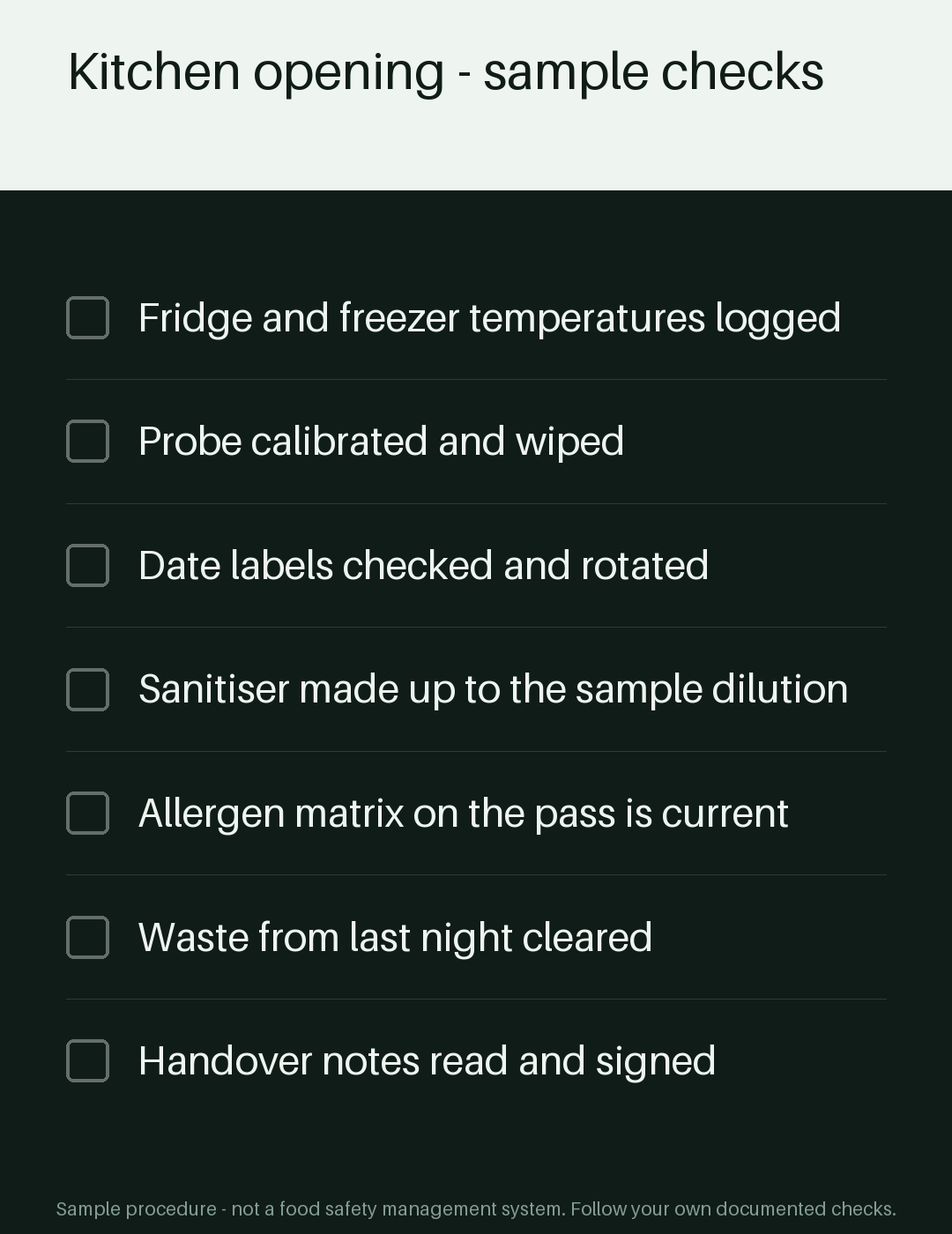 Kitchen Opening Checklist canonical preview
