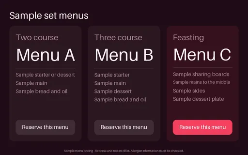 Set Menu Tiers template preview