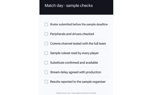 Match Day Checklist template preview
