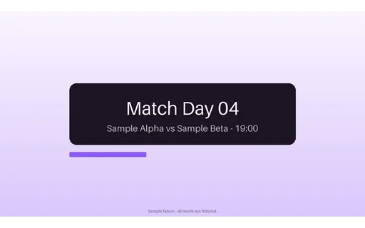 Match Day Title Card — scene-plate layout, sample content only