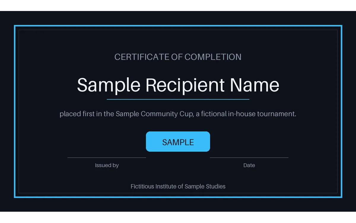 Tournament Winner Certificate detail preview