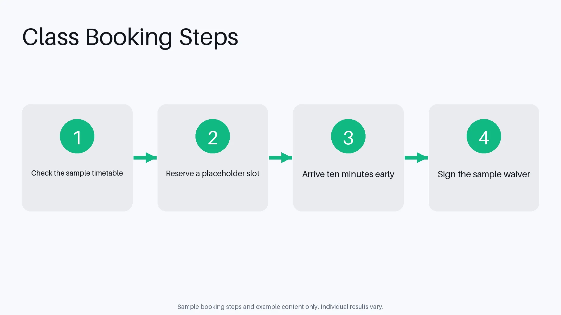 Class Booking Steps variant 1