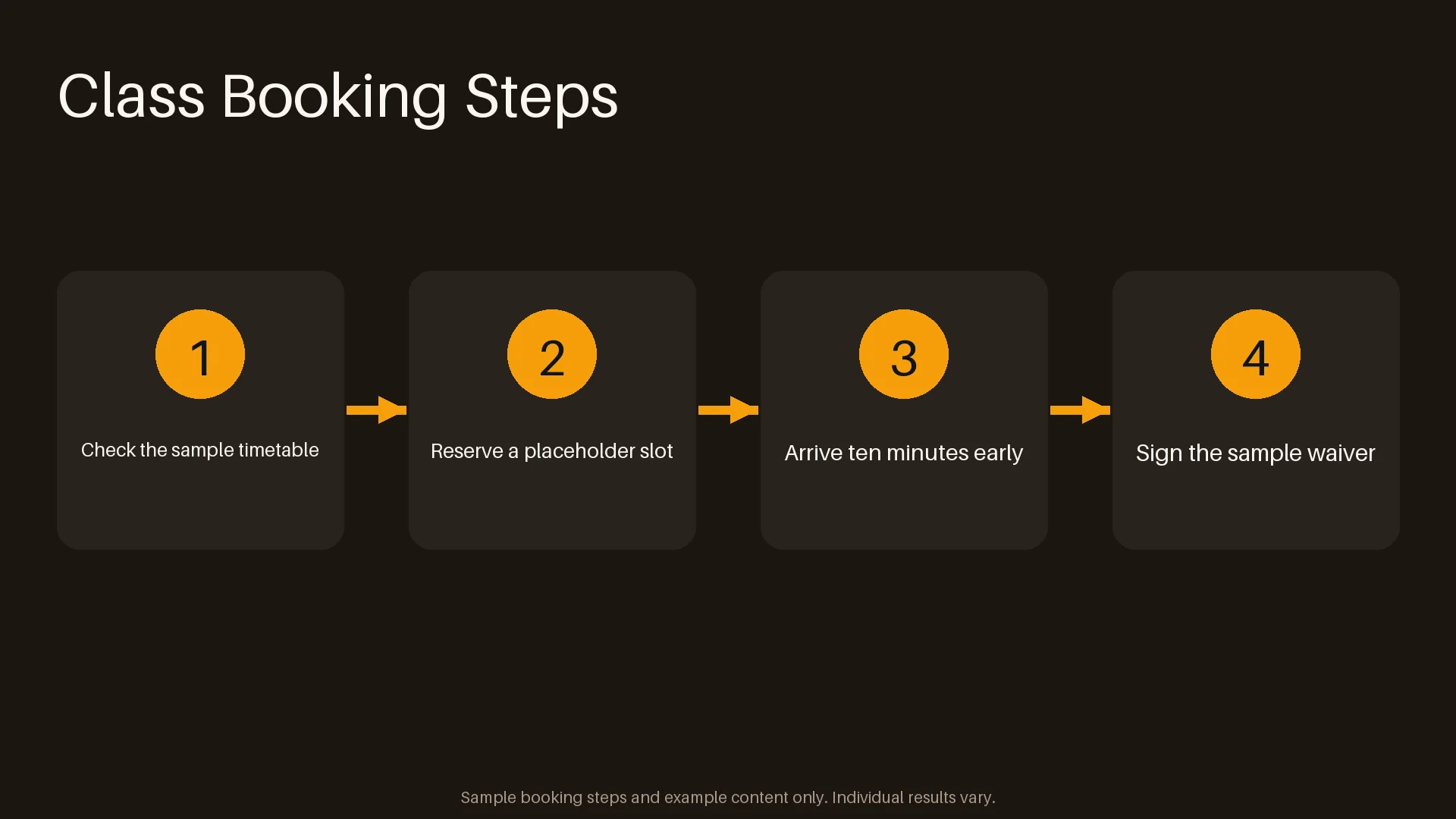 Class Booking Steps variant 2