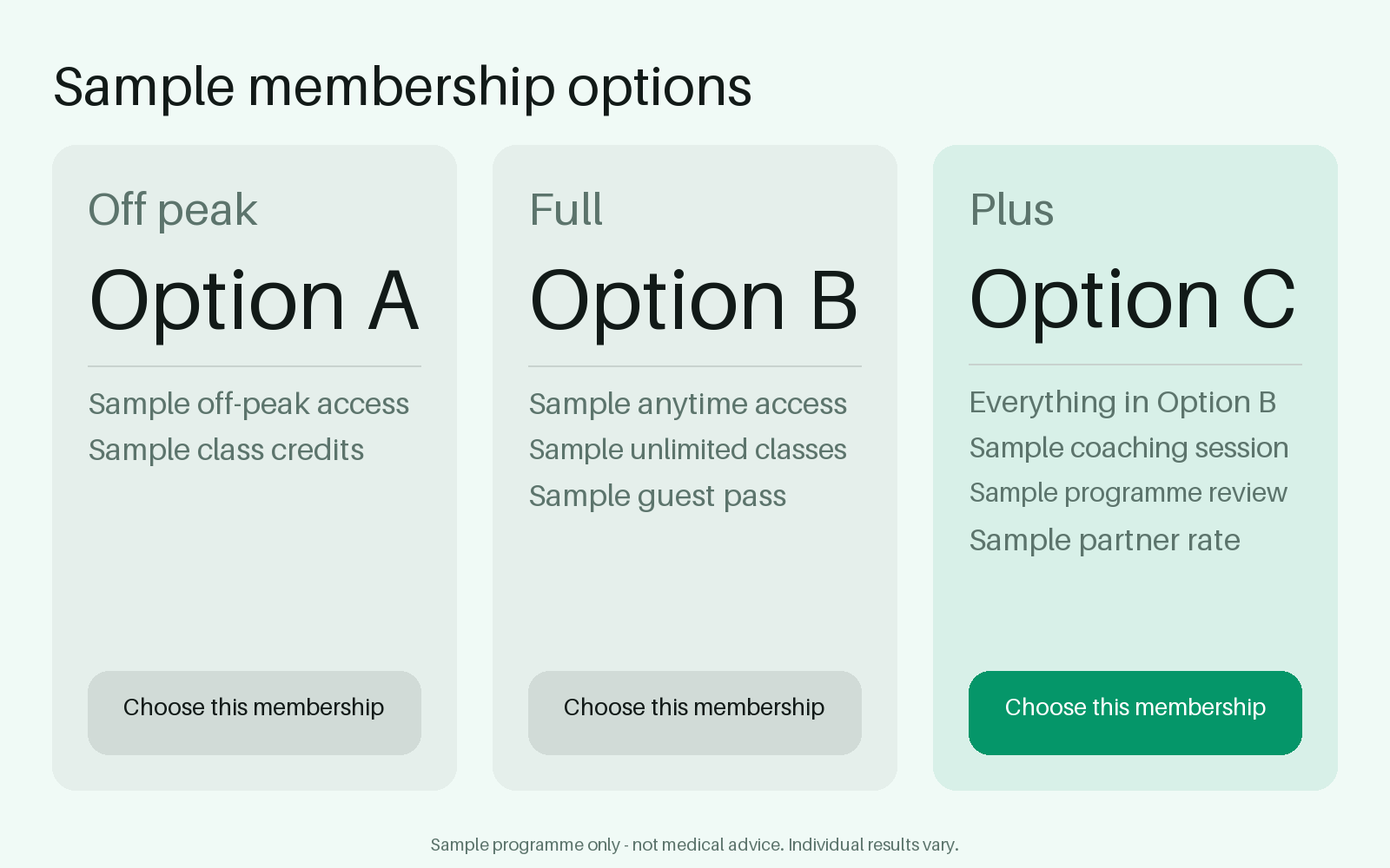 Membership Option Tiers canonical preview