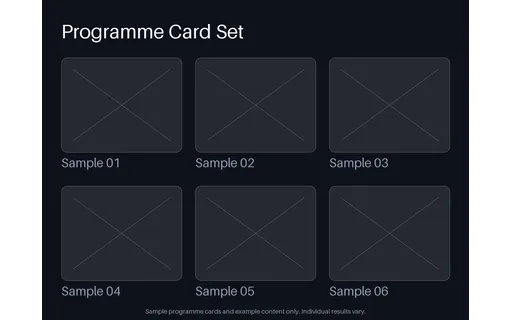 Programme Card Set — card-grid layout, sample content only