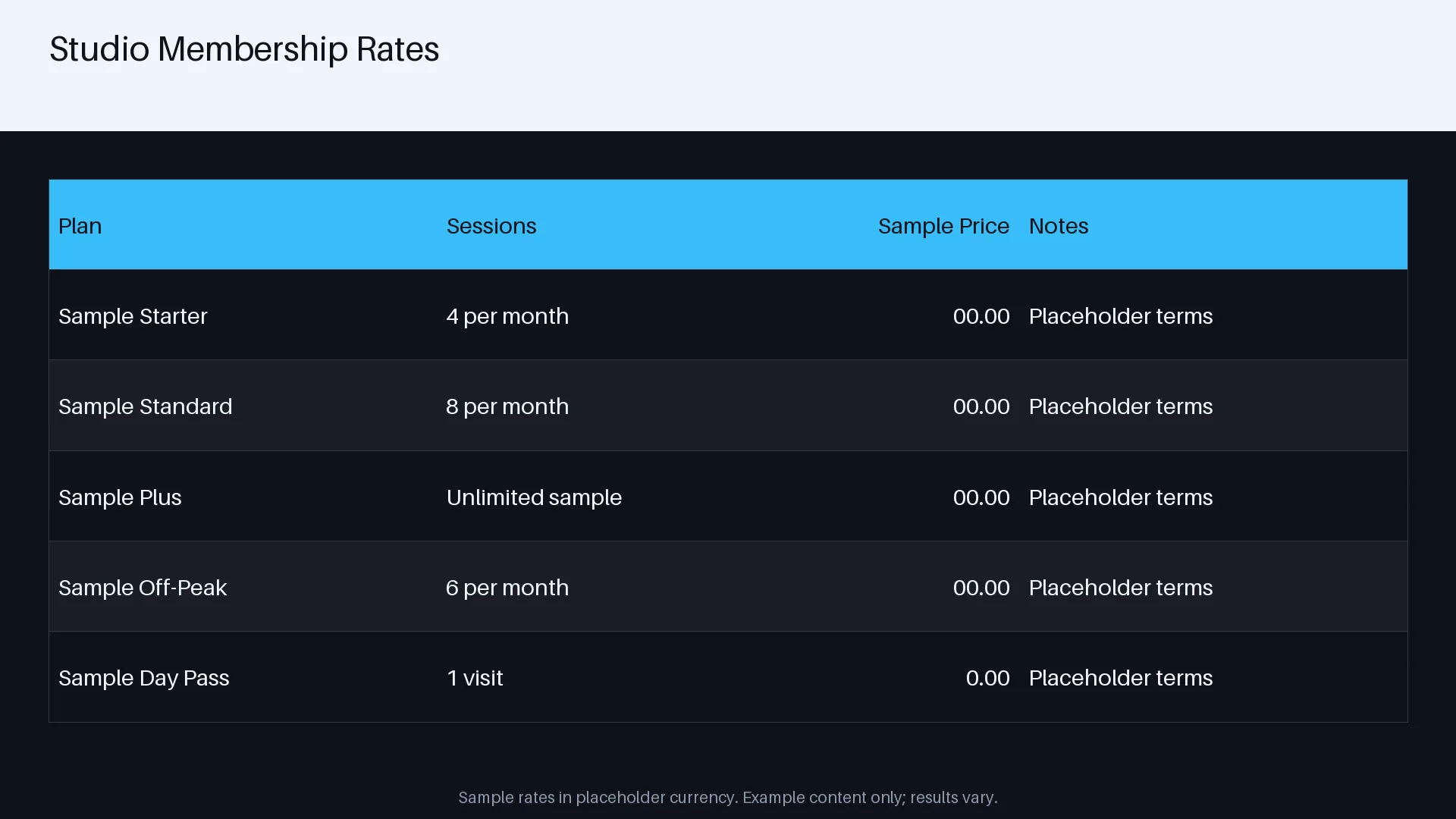 Studio Membership Rates variant 1