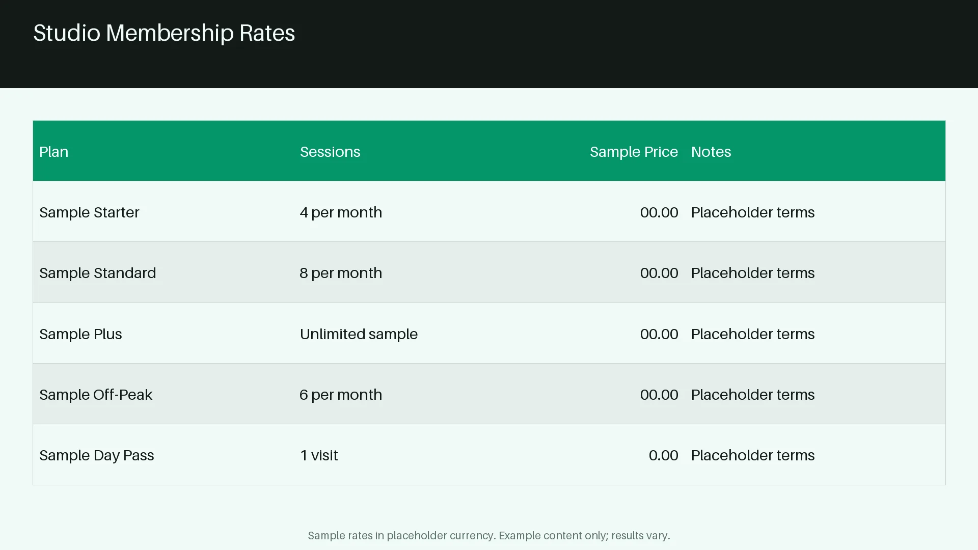 Studio Membership Rates variant 2
