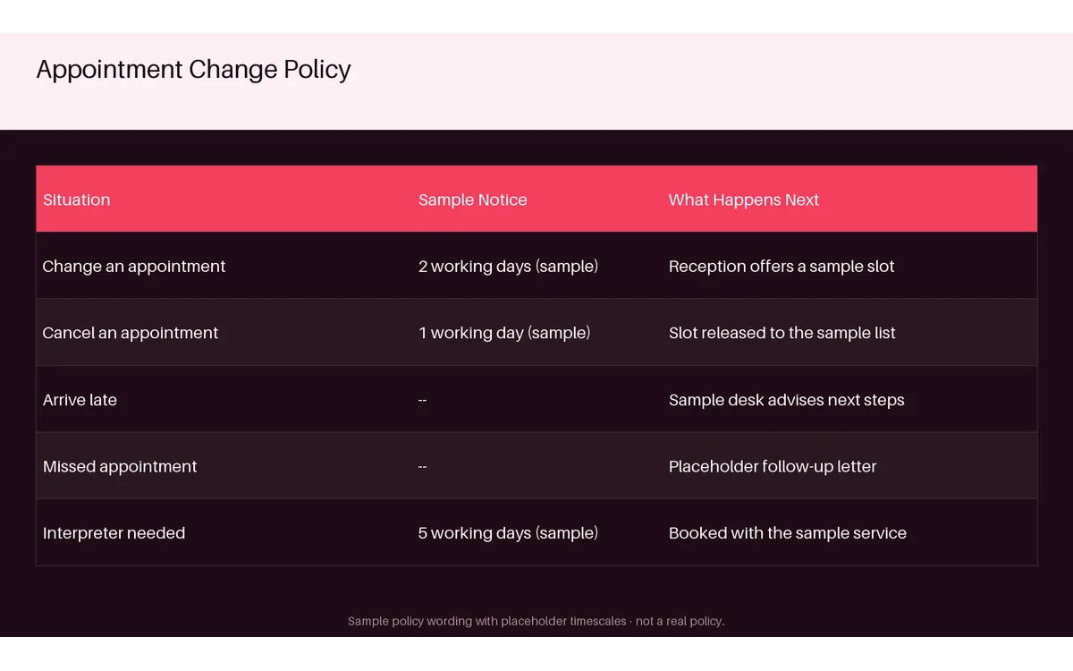 Appointment Change Policy detail preview