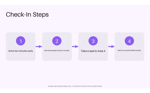 Reception Check-In Steps template preview