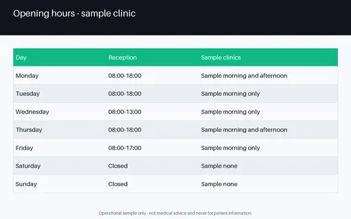 Clinic Hours Sheet template preview