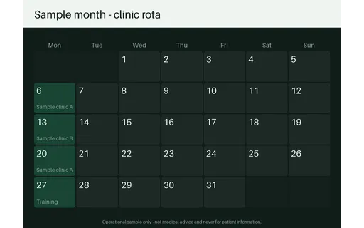 Clinic Rota Calendar template preview