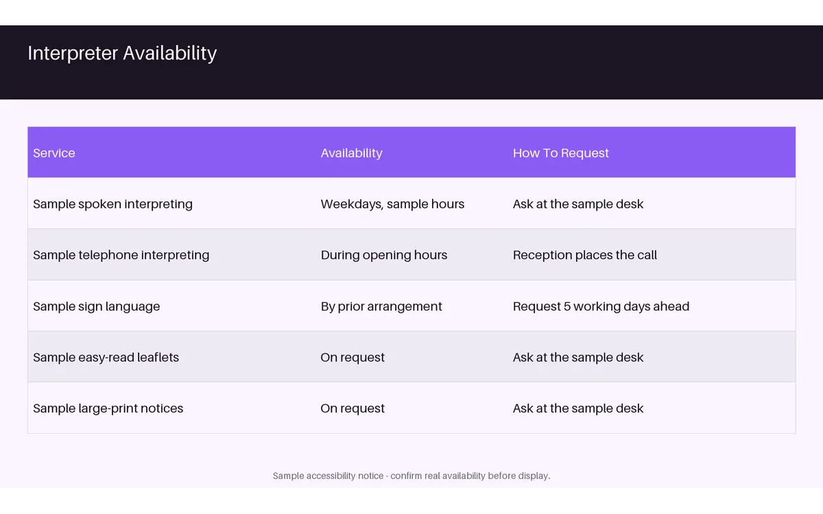 Interpreter Availability Sheet detail preview