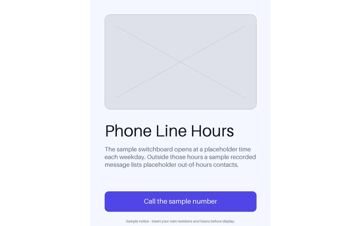 Phone Line Hours Notice detail preview