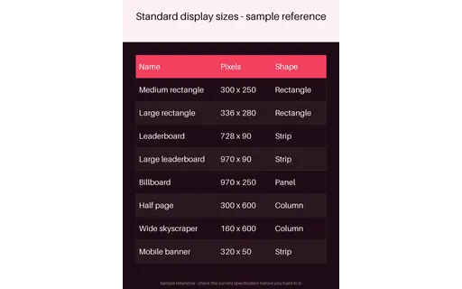 Ad Size Reference Sheet template preview