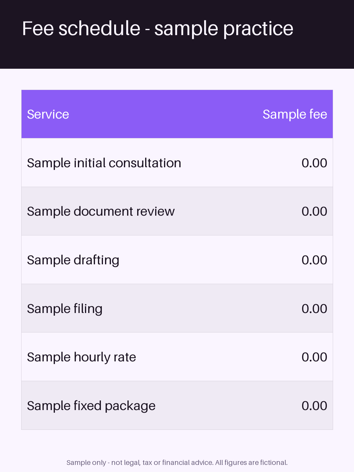 Published Fee Schedule Sheet canonical preview