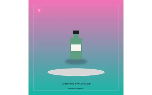 Dimensions and Size Guide visual template preview with fictional Meridian sample product