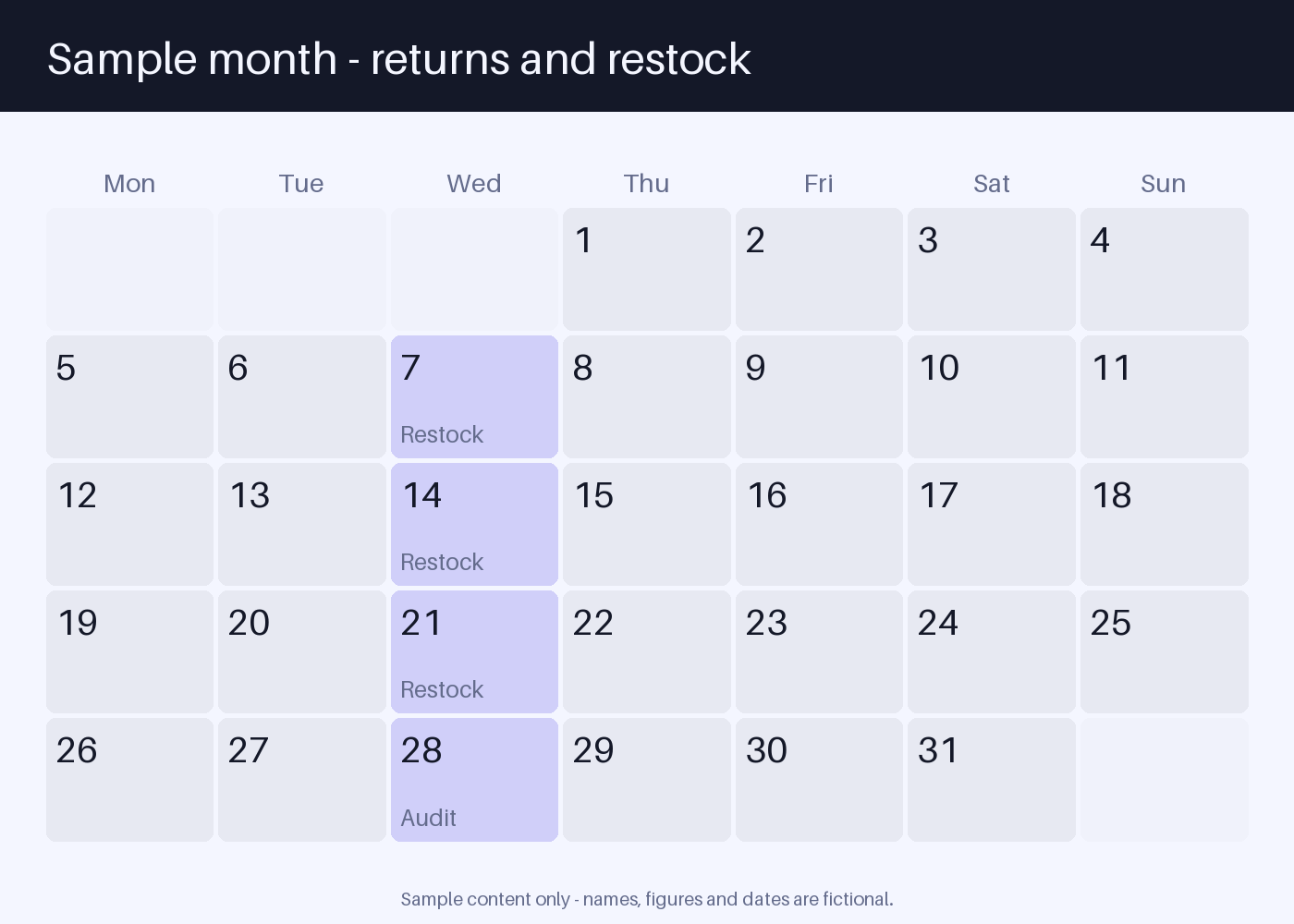 Returns Window Calendar canonical preview