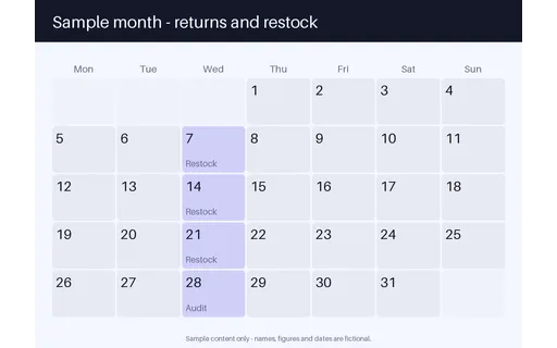 Returns Window Calendar template preview