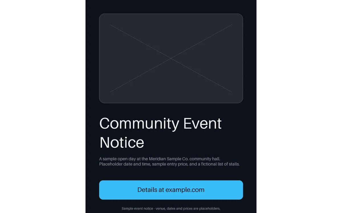 Community Event Notice detail preview