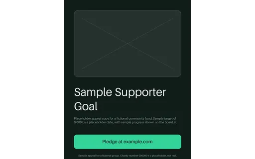 Supporter Goal Poster — poster layout, sample content only