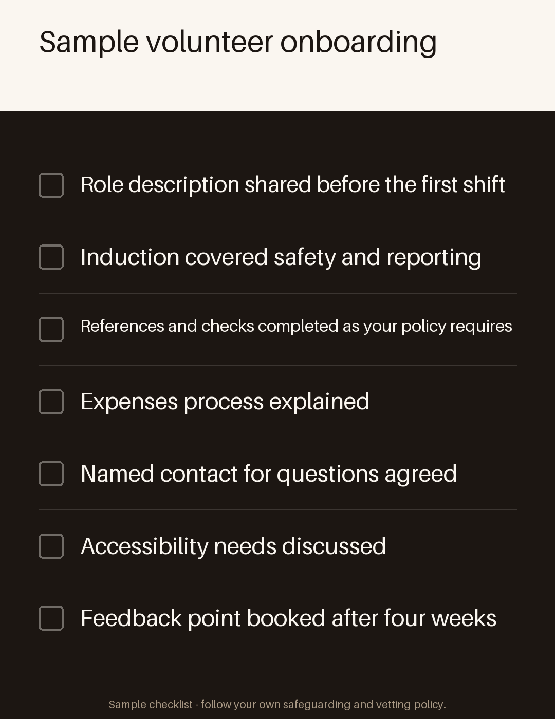Volunteer Onboarding Checklist canonical preview