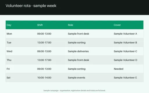 Volunteer Rota Sheet template preview
