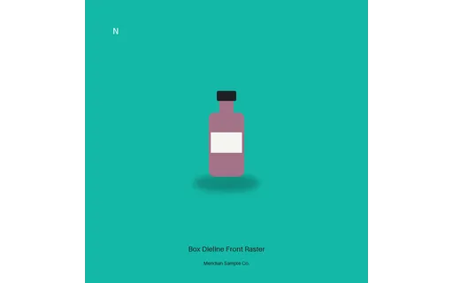 Box Dieline Front Raster visual template preview with fictional Meridian sample product