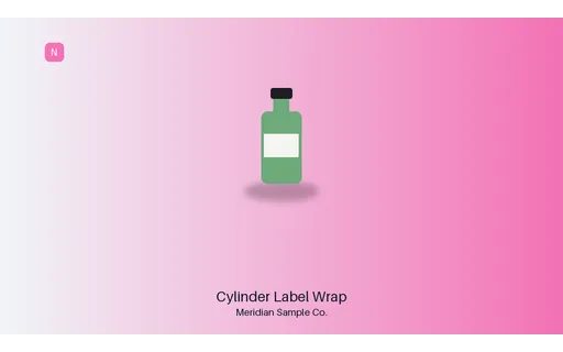 Cylinder Label Wrap visual template preview with fictional Meridian sample product